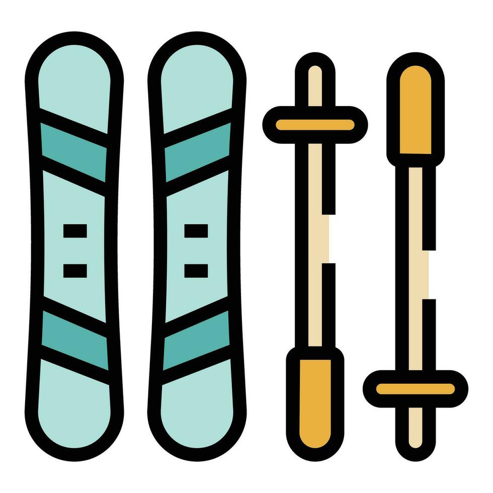 Ski equipment icon vector flat