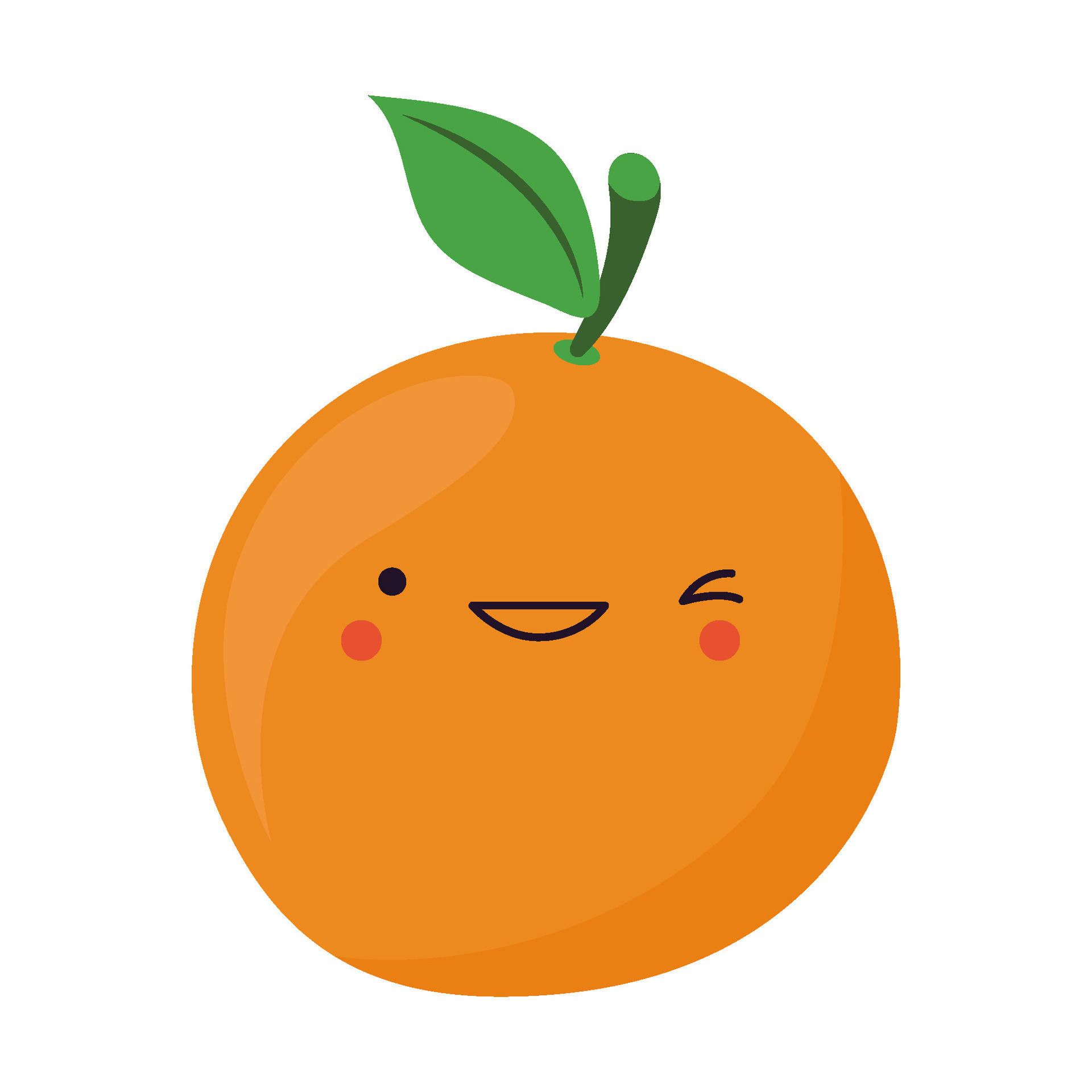 Cute orange in kawaii style. Clipart image isolated on white background ...