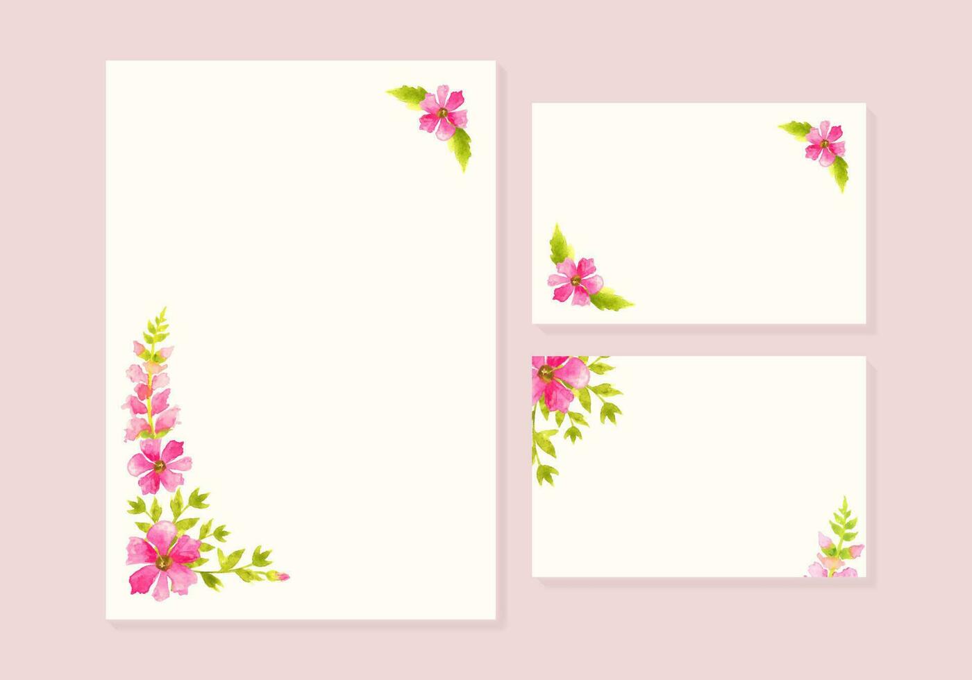tarjeta o invitación modelo con rincones frontera marcos con mano dibujado acuarela flores y hojas vector