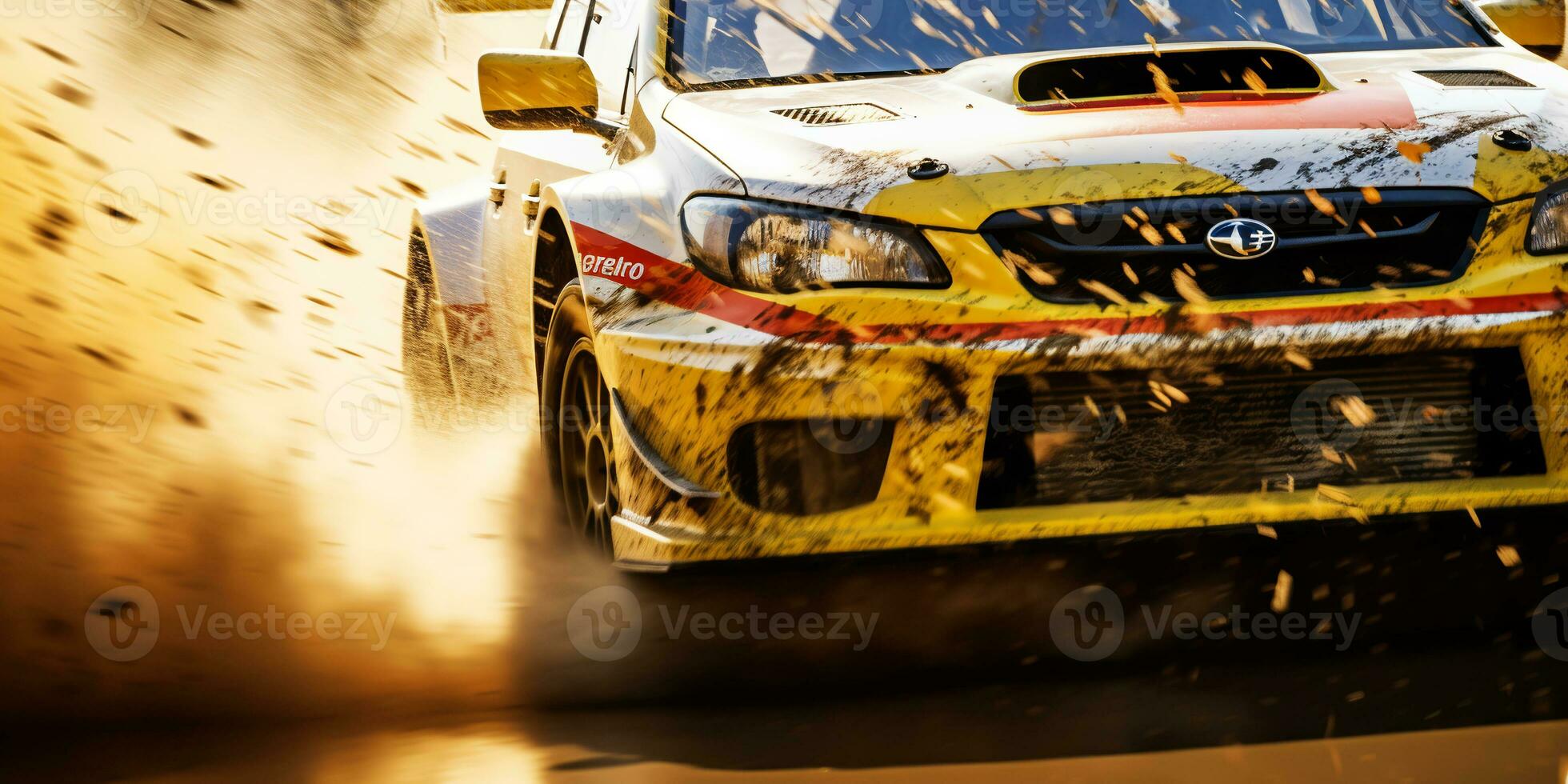 rally car close-up, high speed. ai generative photo