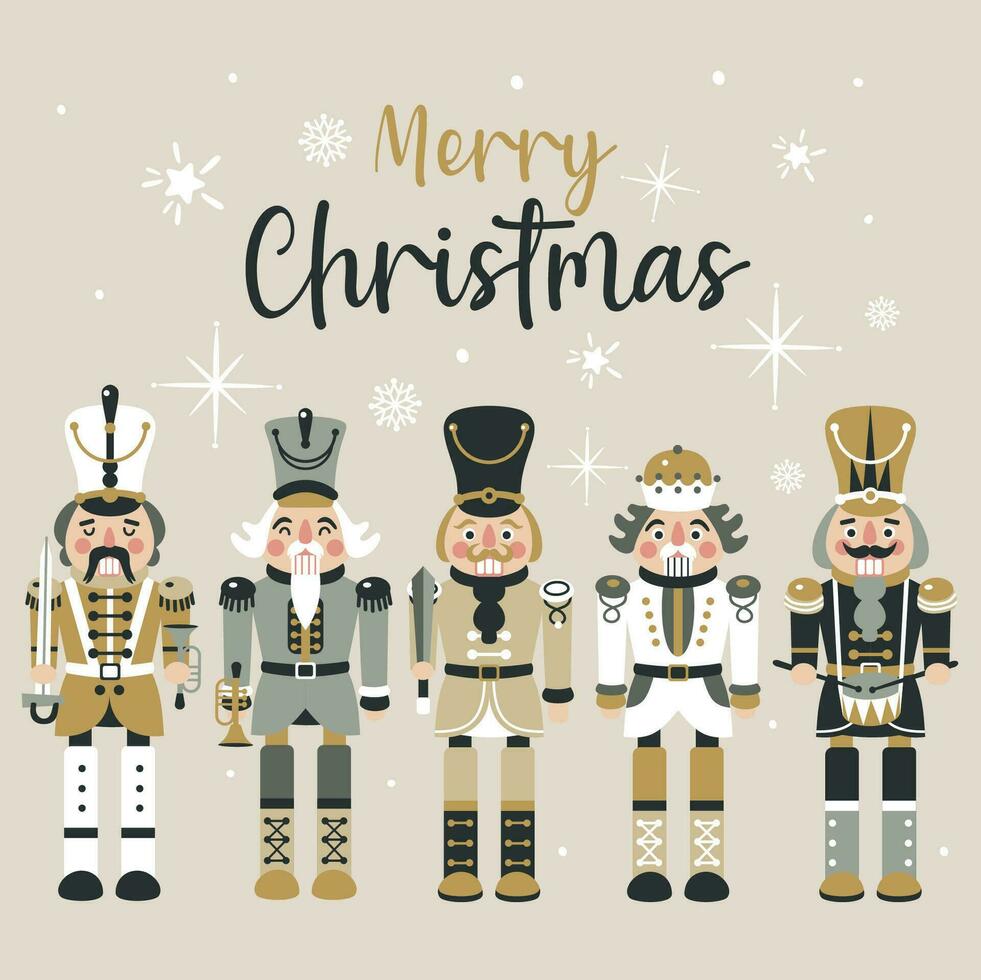 Christmas Nutcrackers Vector Illustration on Light Background