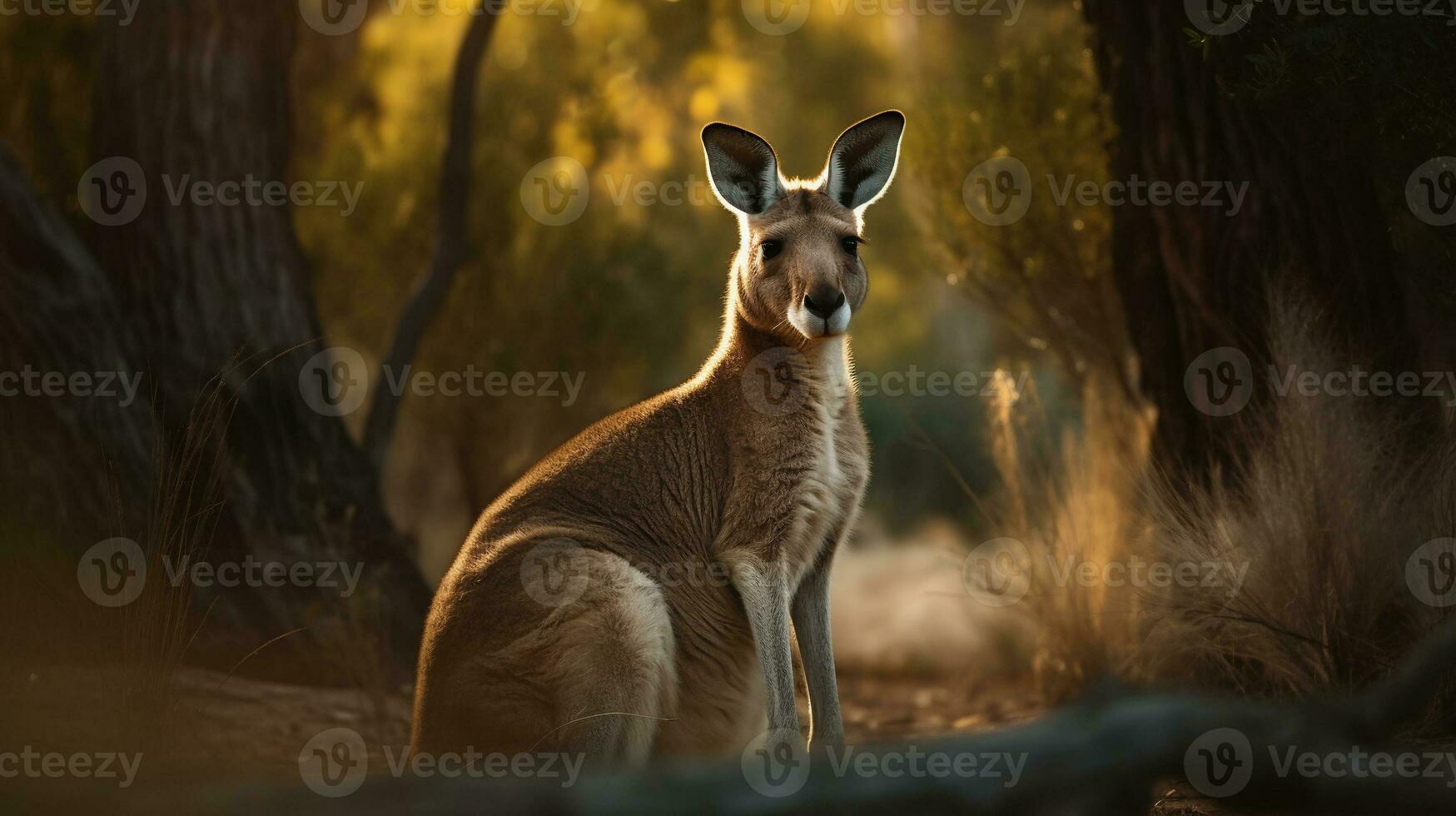 kangaroo on the background of Australian nature, hot day, animals of Australia. ai generative photo