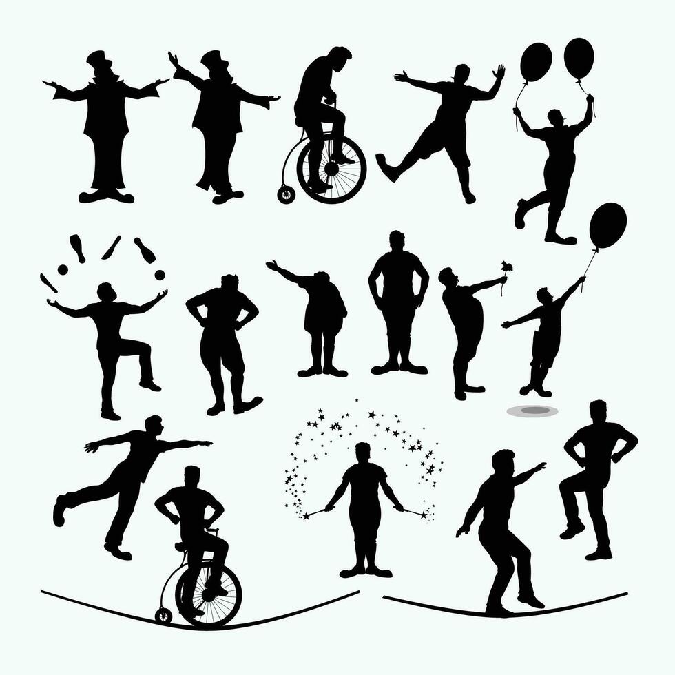 circus people silhouette vector