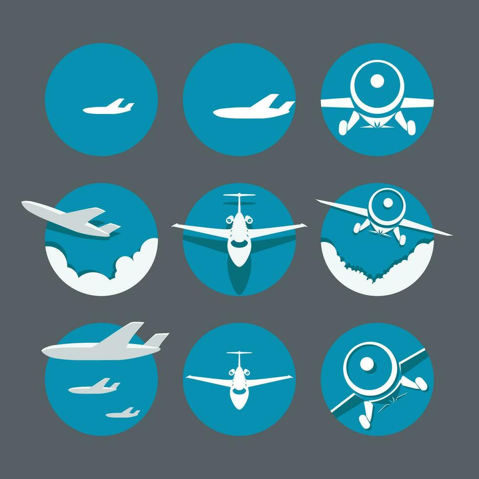 aviones íconos conjunto vector