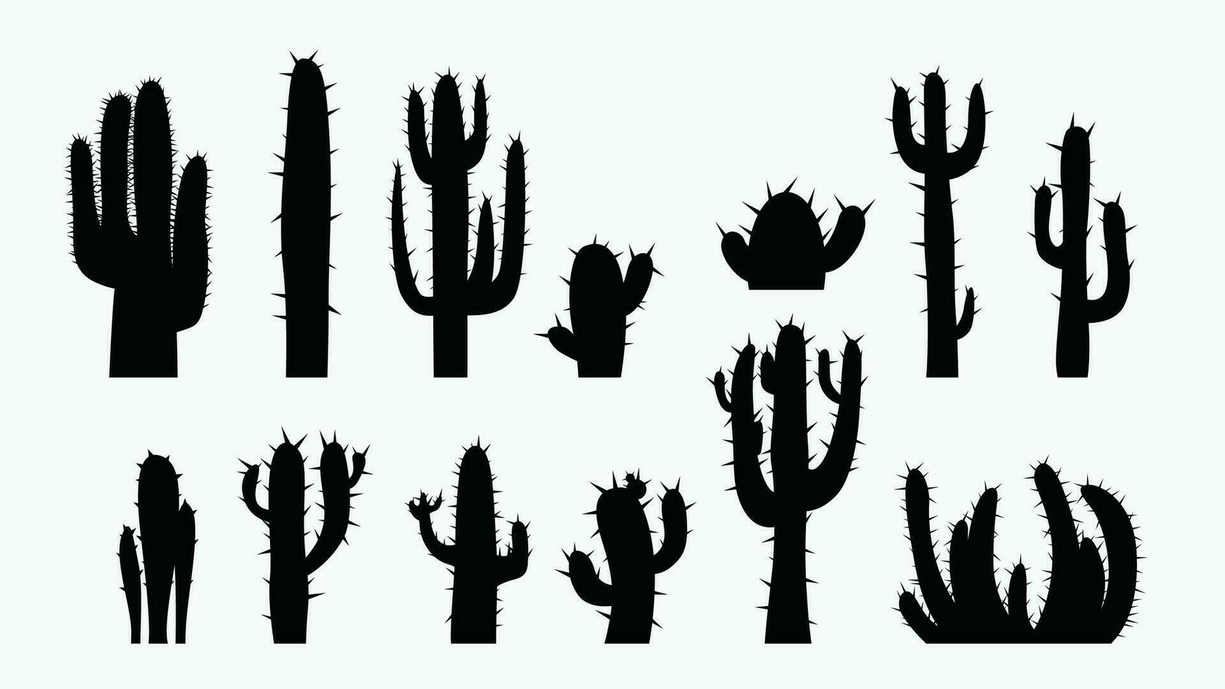 cactus set on white vector