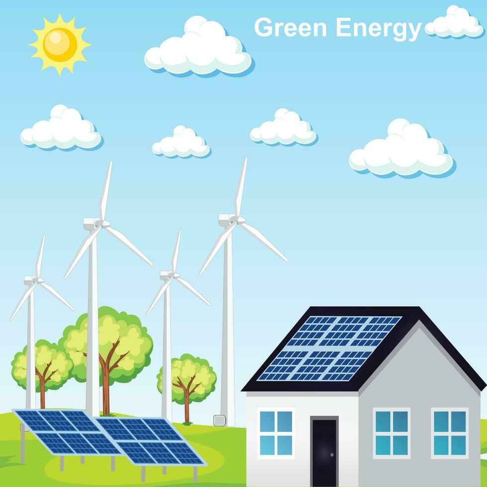 Green energy, also known as renewable energy. vector