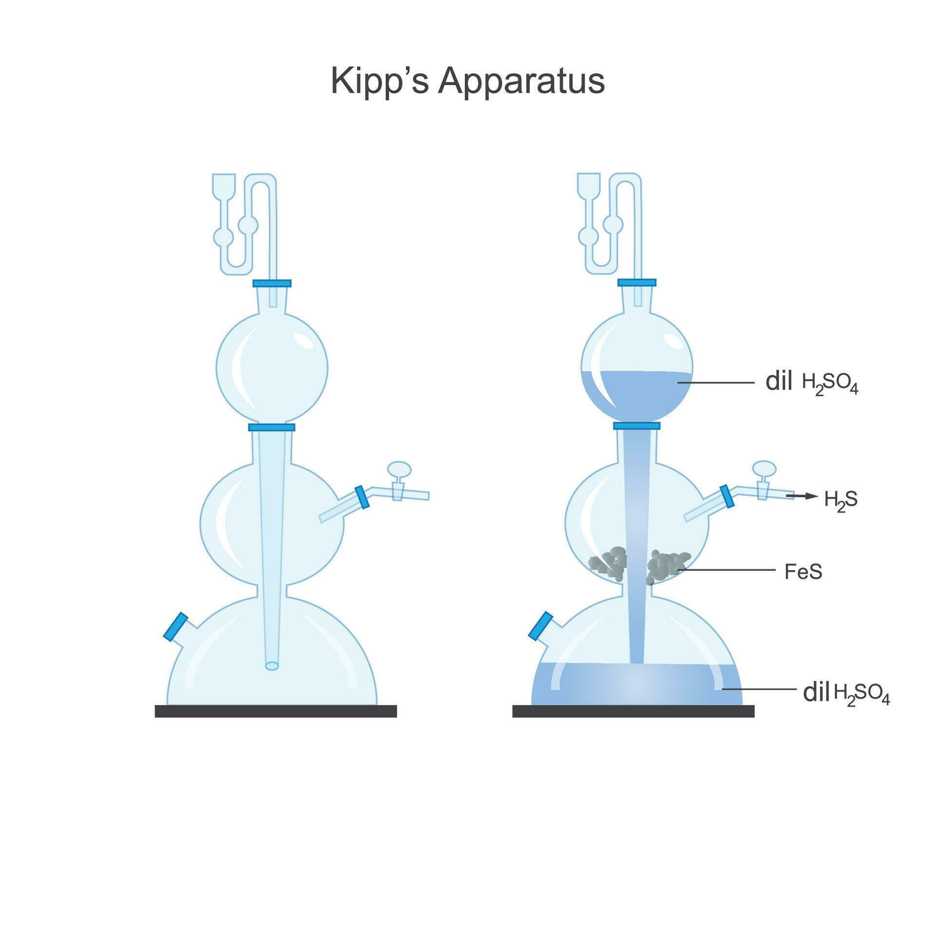 Vector illustration for kipp's Apparatus for gas preparation. diagram