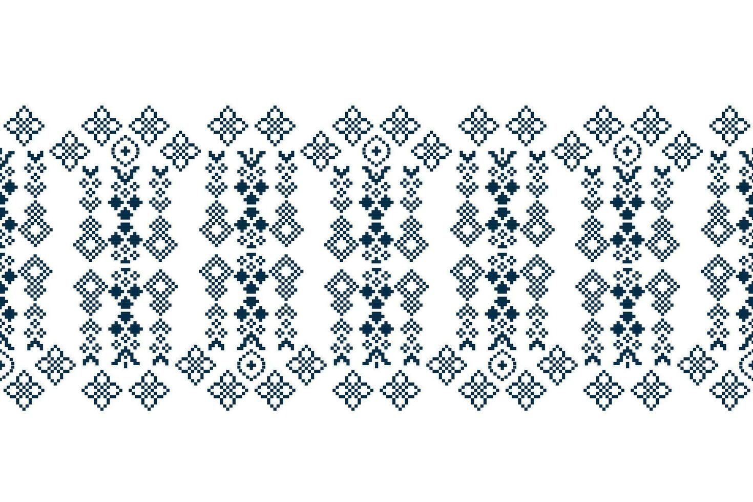 étnico geométrico tela modelo cruzar puntada.ikat bordado étnico oriental píxel azul blanco antecedentes. resumen, vector, ilustración. textura,ropa,marco,decoración,motivos,seda fondo de pantalla. vector