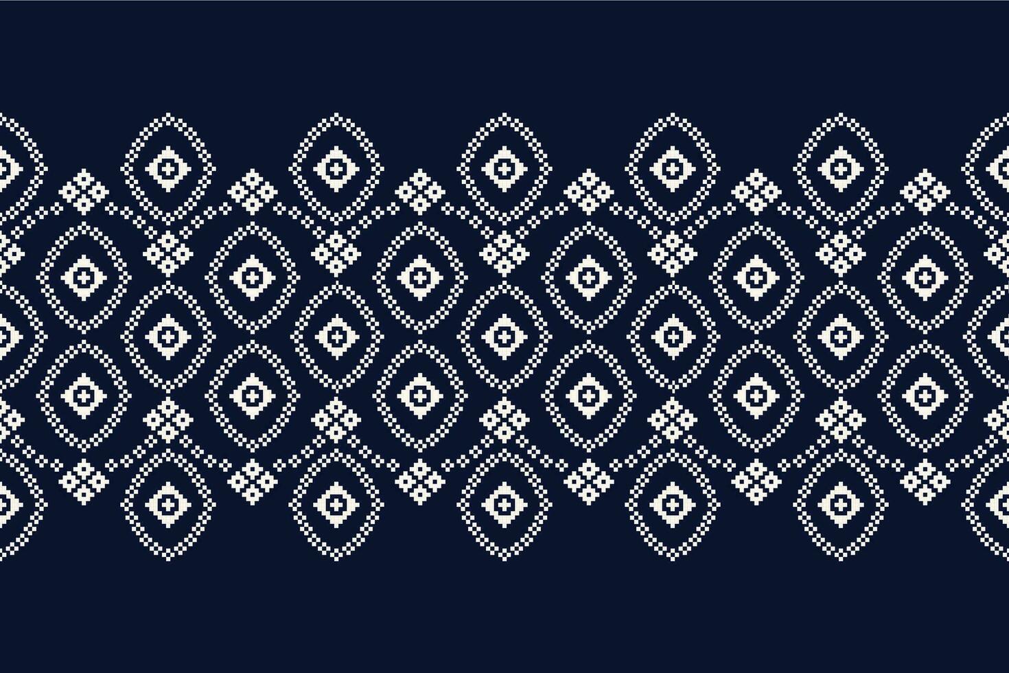 étnico geométrico tela modelo cruzar puntada.ikat bordado étnico oriental píxel modelo azul antecedentes. resumen, vector, ilustración. textura,ropa,marco,decoración,motivos,seda fondo de pantalla. vector