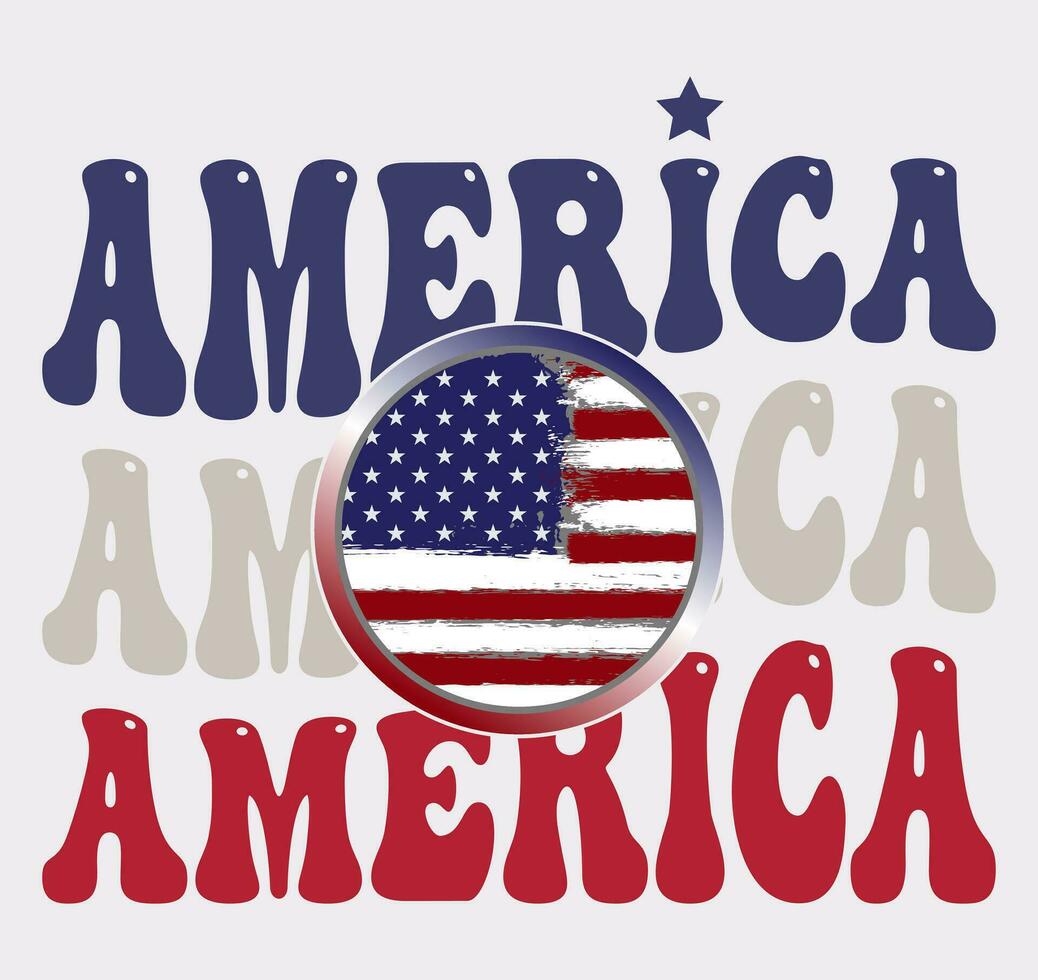 America, United States, Patriotic, Freedom, Stars and Stripes, Wavy Letters vector