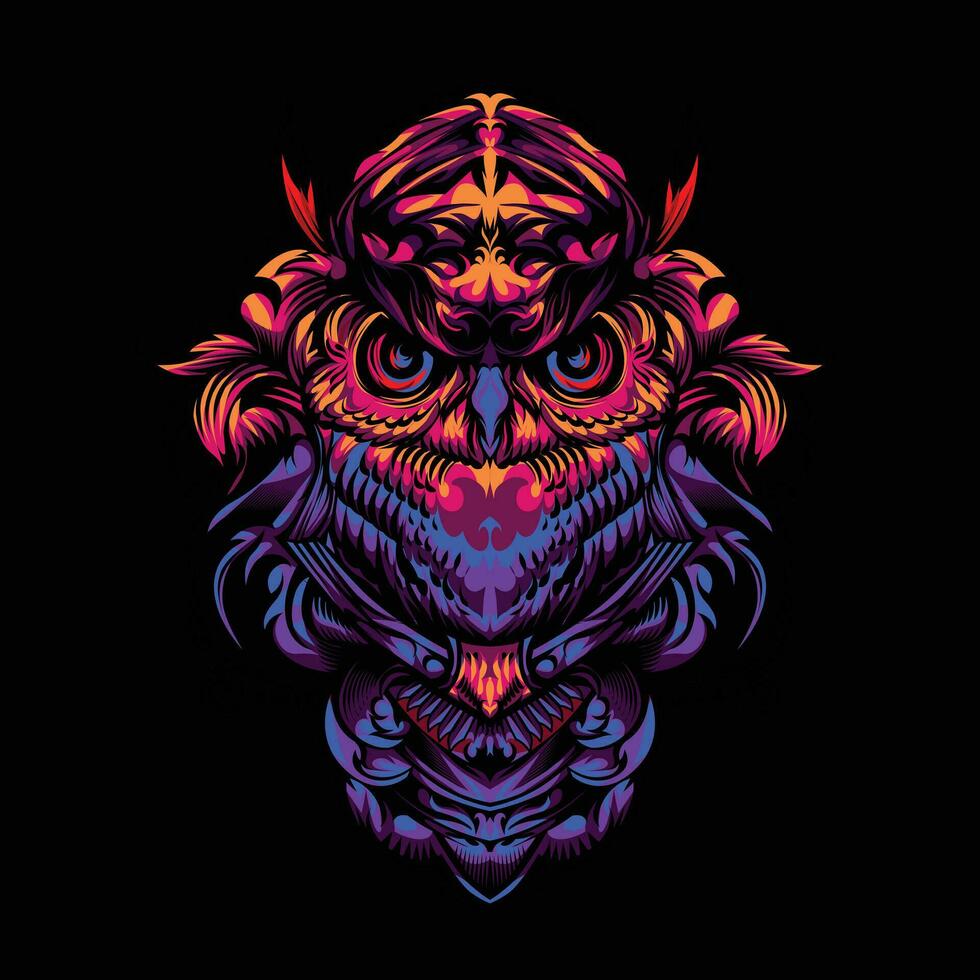 búho cabeza tribal ilustración diseño vector