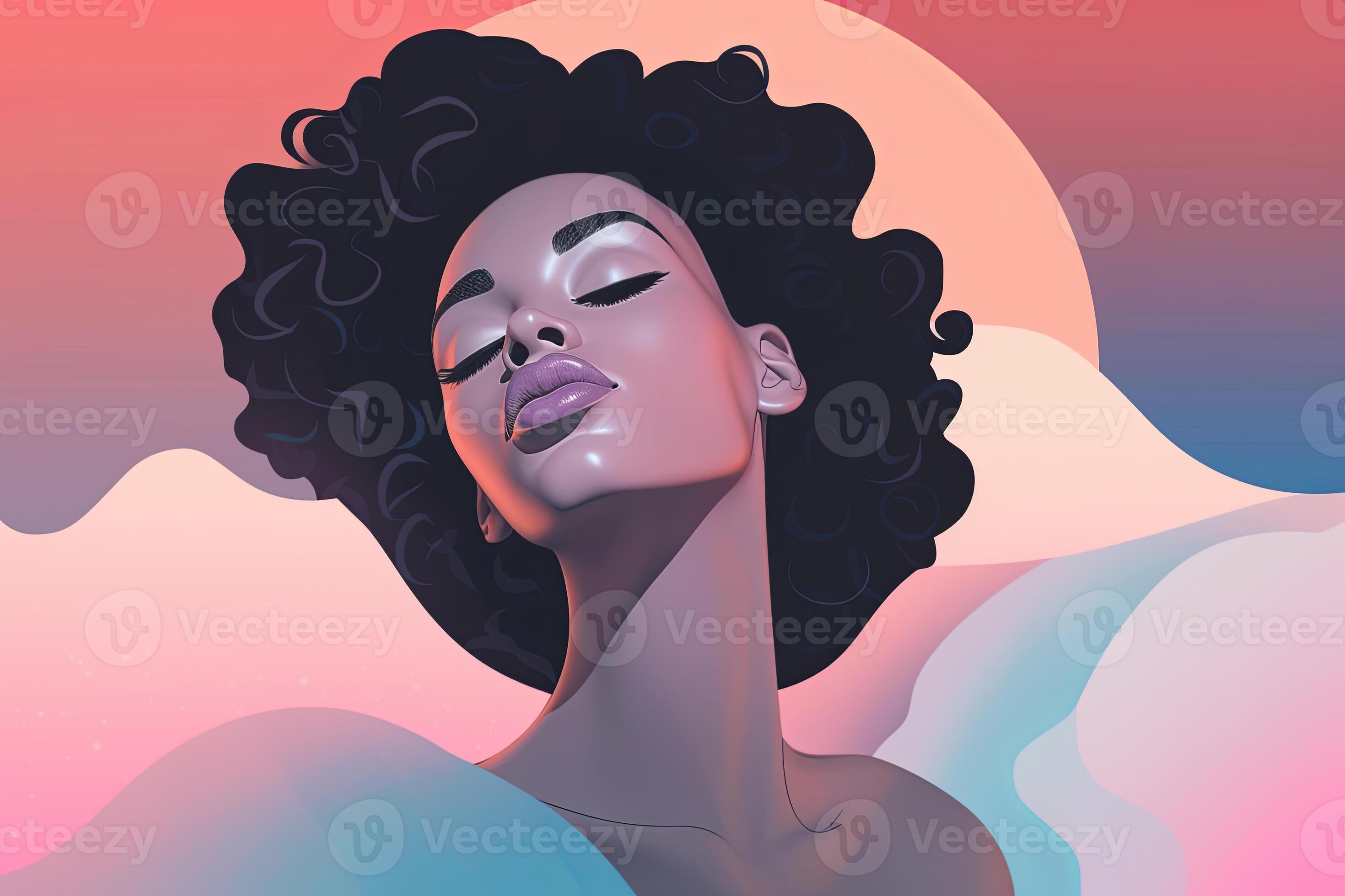 Vibrant Dreamy Female Profile Graphic Design Background generative AI