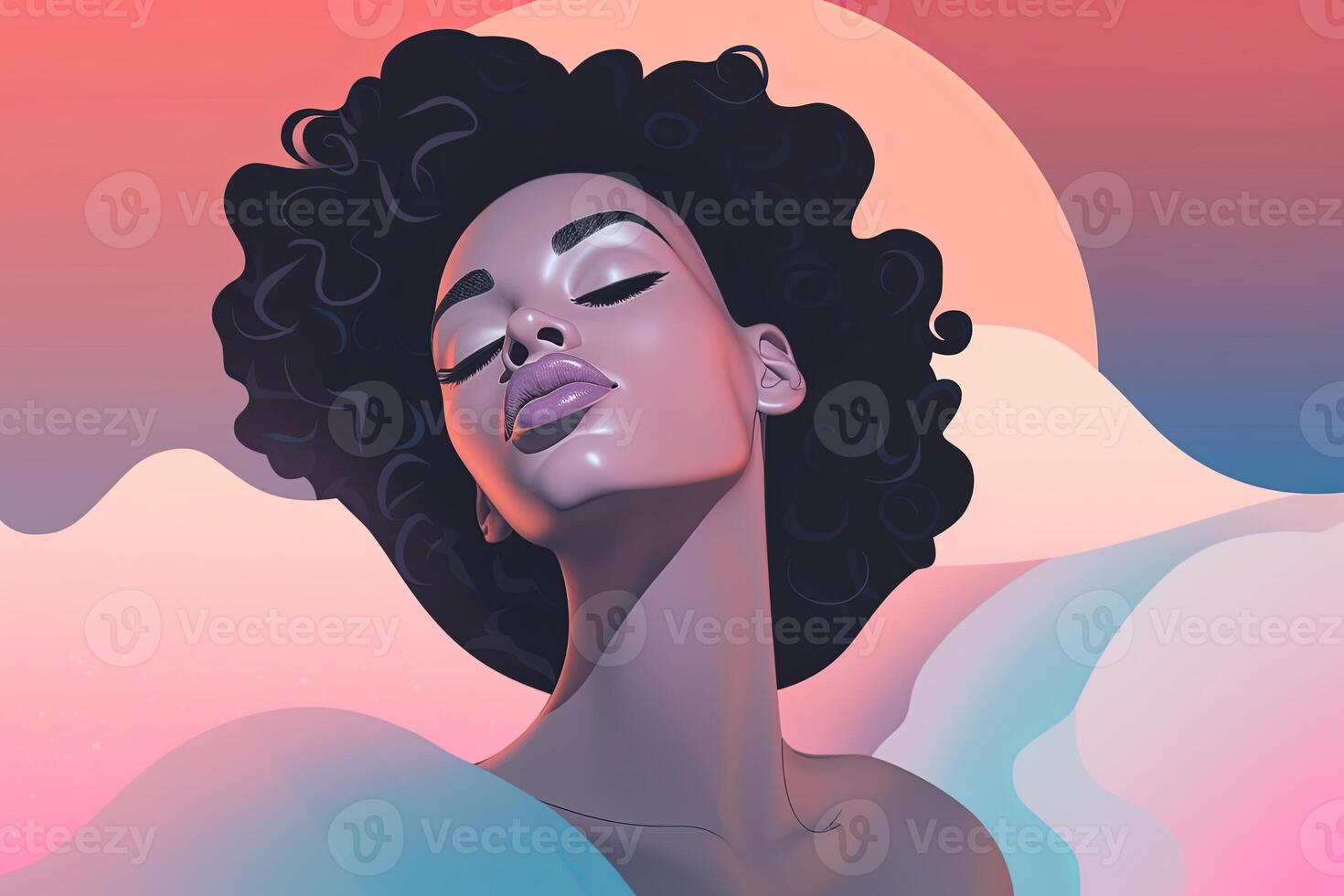 Vibrant Dreamy Female Profile Graphic Design Background generative AI