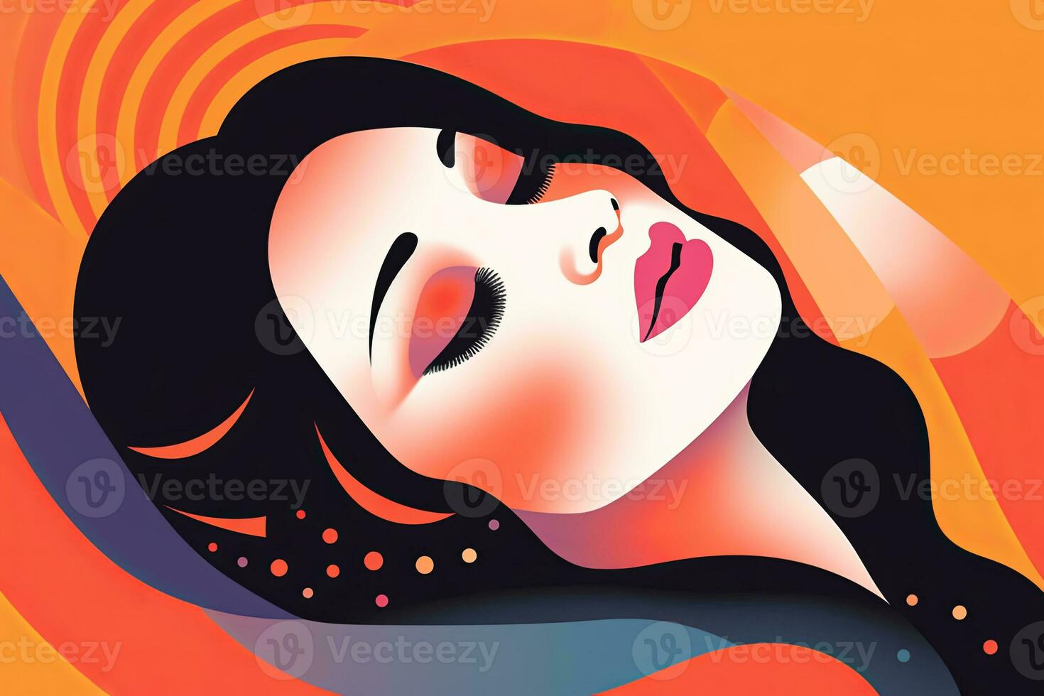 Vibrant Dreamy Female Profile Graphic Design Background generative AI photo