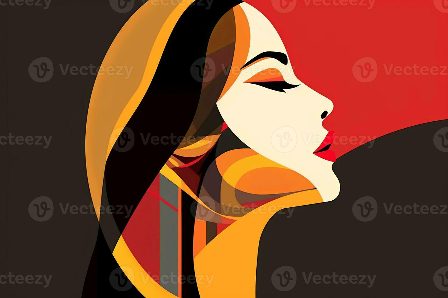 Vibrant Dreamy Female Profile Graphic Design Background generative AI photo