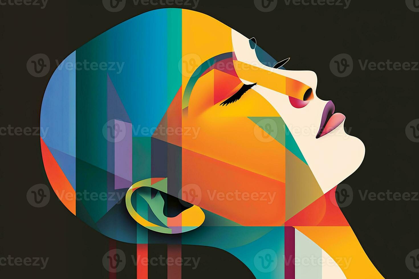 Vibrant Dreamy Female Profile Graphic Design Background generative AI photo