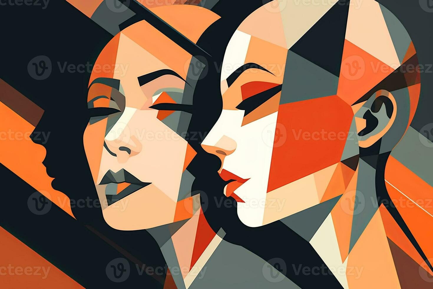 Vibrant Dreamy Female Profile Graphic Design Background generative AI photo