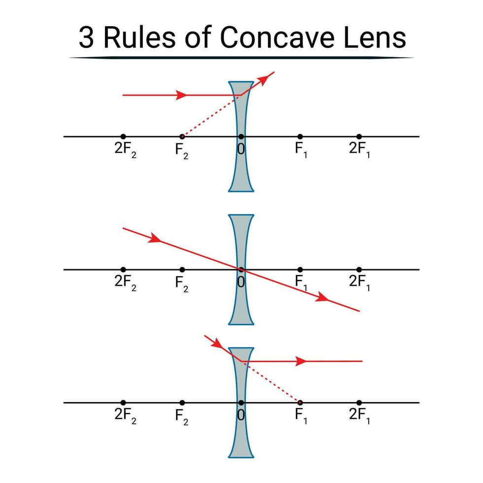 3 Rules of Concave Lens vector