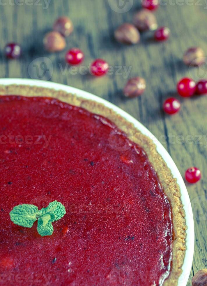 Cranberry tart closeup photo