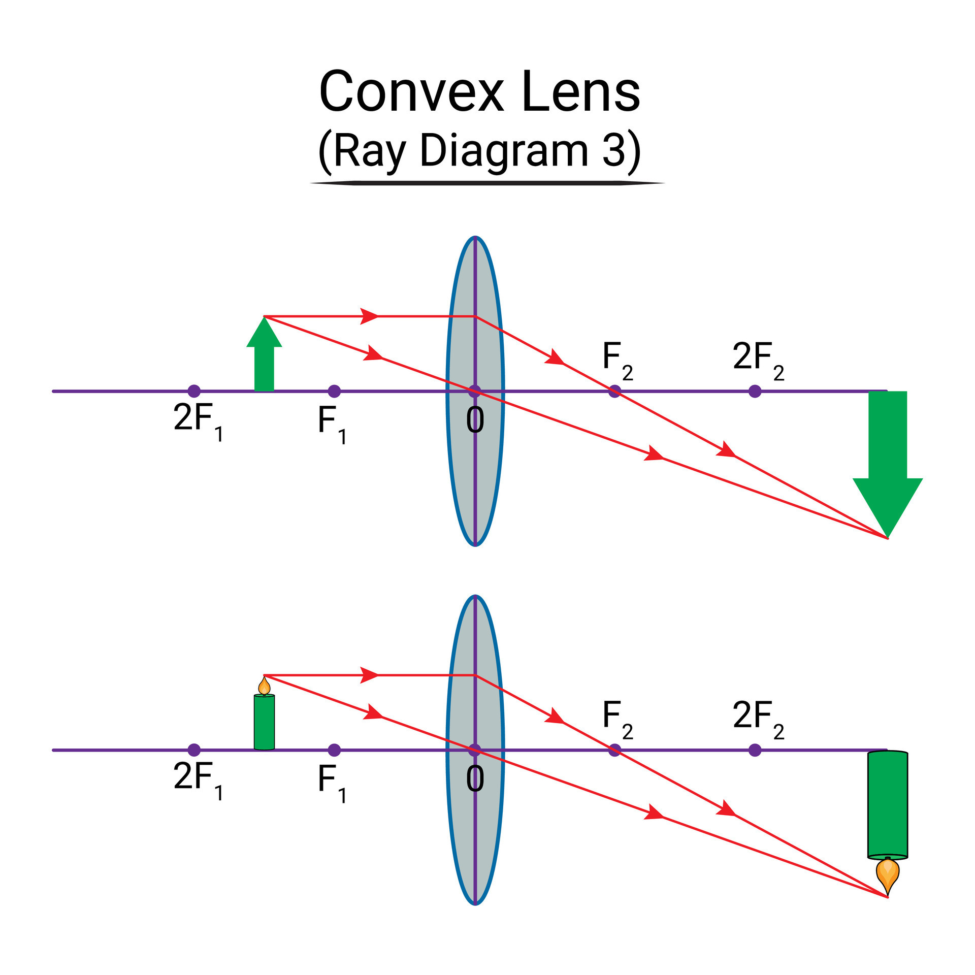 Convex Lens Ray Diagram 3 27799918 Vector Art at Vecteezy