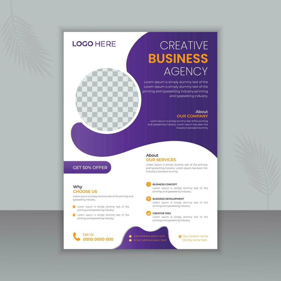 Creative business flyer and corporate design template. It can be adapted to brochures, magazines, annual reports, posters, presentations, flyers and banners, gradient colors, and white backgrounds vector