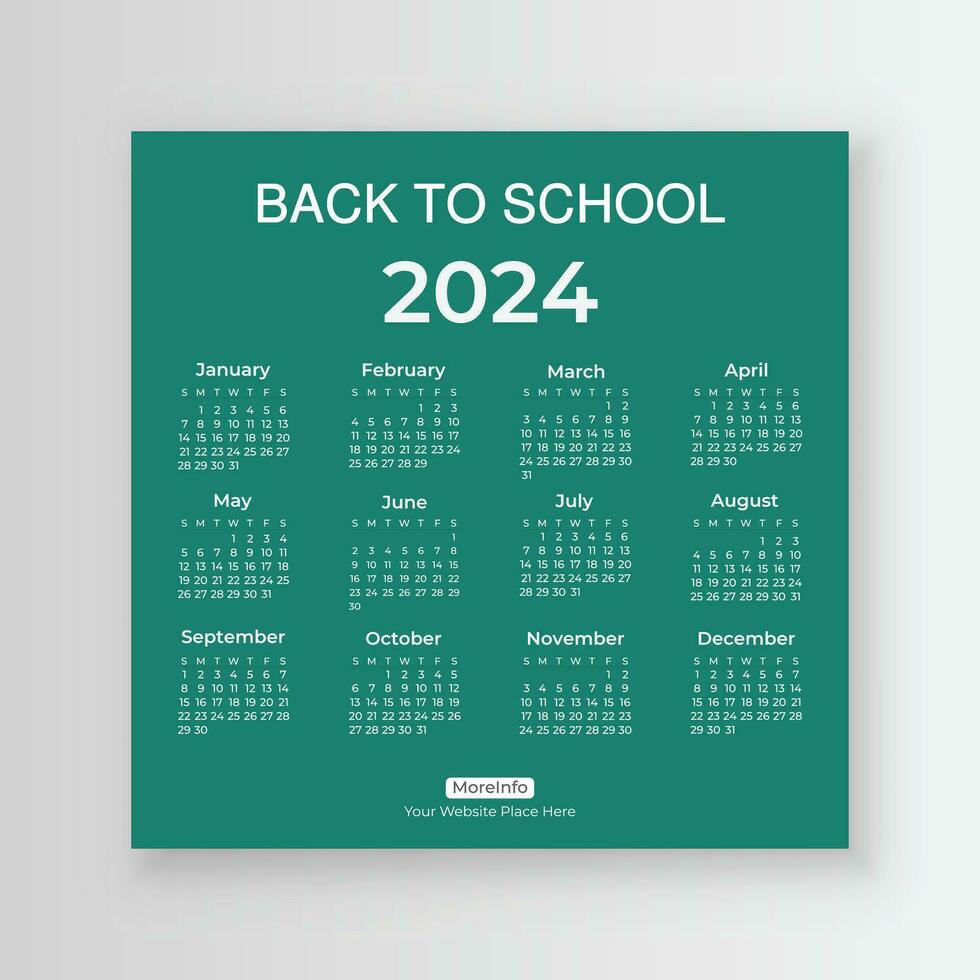 Back to School Social Media Calendar 2024 for your child. You will get a weekly planner, monthly planner, and yearly planner. vector