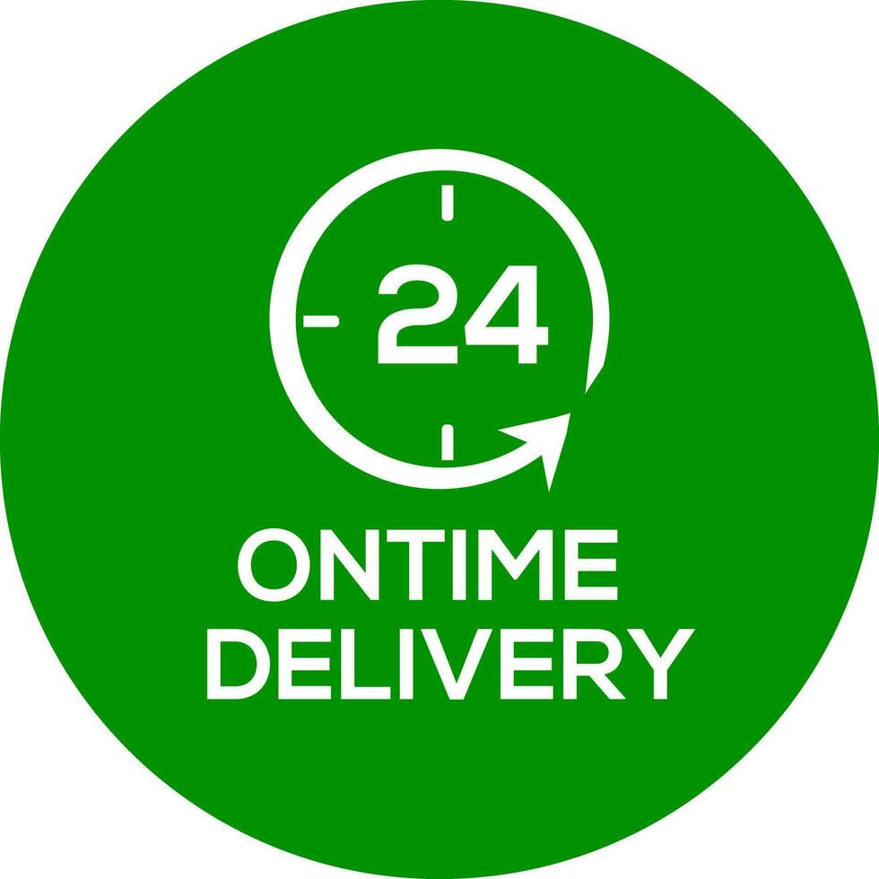 On time delivery vector logo or icon, green background on time delivery logo