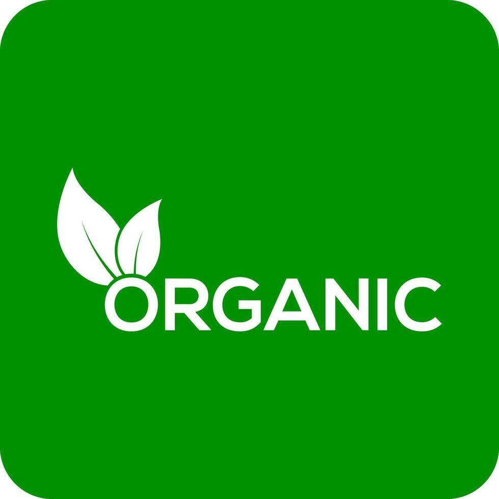 Organic leaf vector logo or icon, green background organic logo