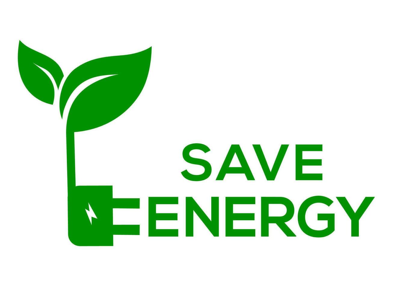 blanco antecedentes salvar energía logo o icono, salvar energía vector logo