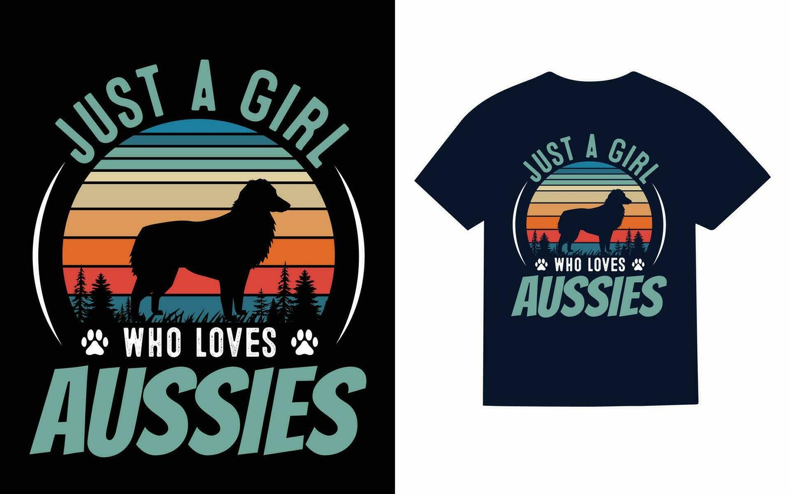 australiano pastor perro camiseta diseño vector
