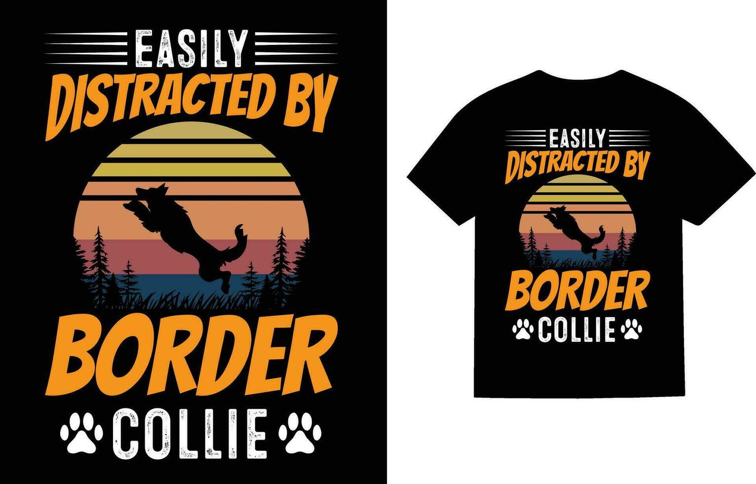 Border Collie Dog T-Shirt Design vector