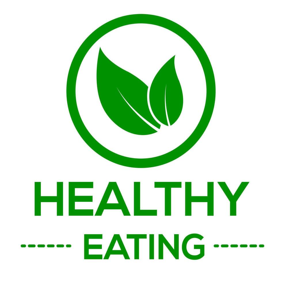 Healthy Eating vector logo or icon, white background Healthy Eating logo