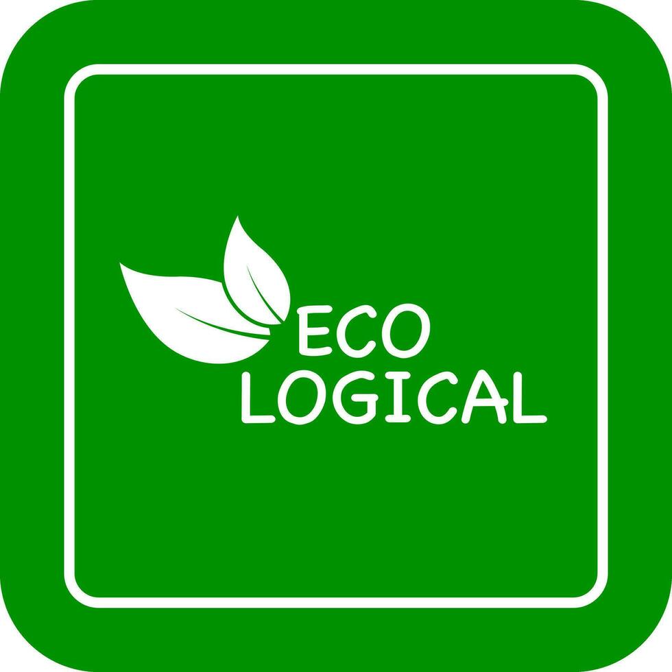 Ecological vector logo or icon, green background Ecological logo