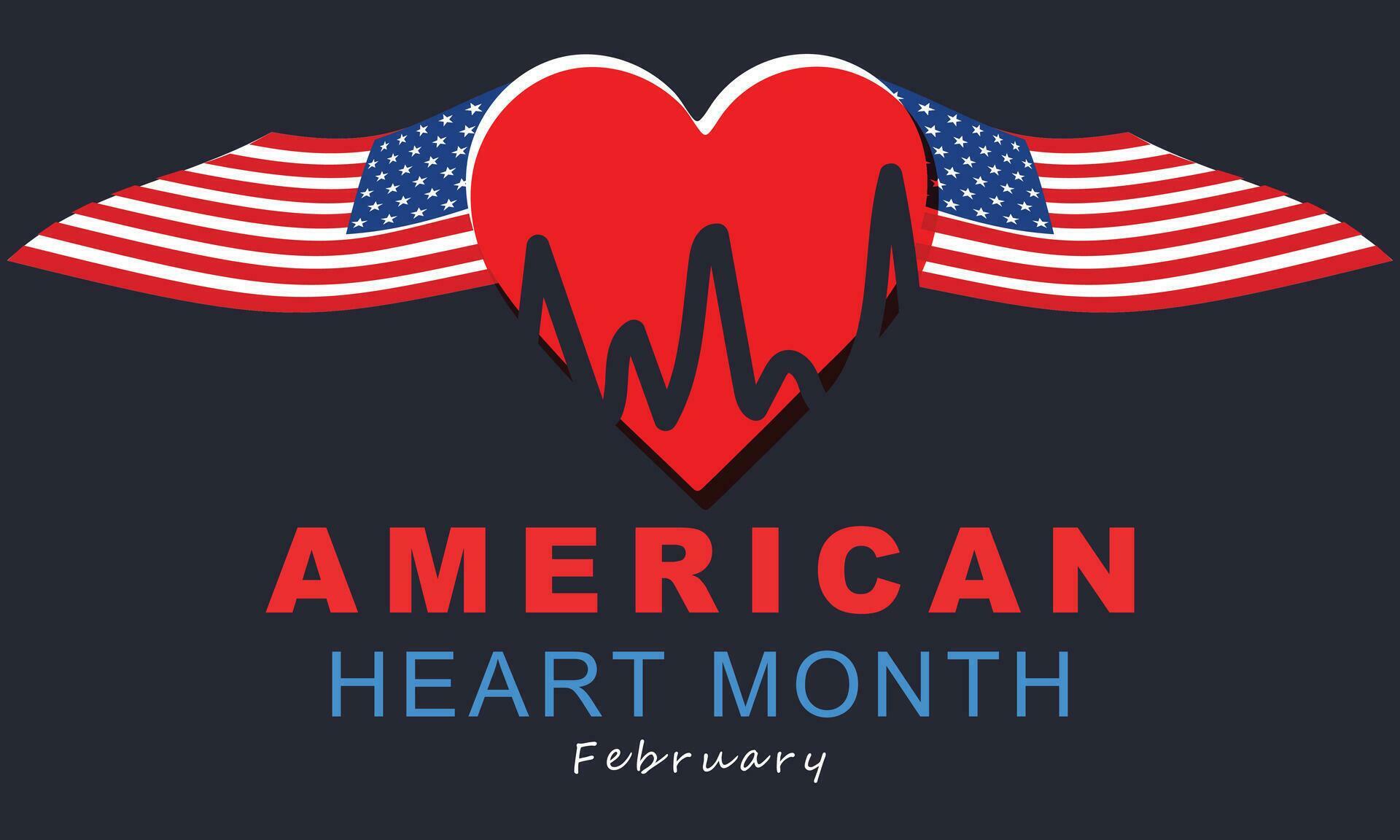 February is American Heart Month. background, banner, card, poster
