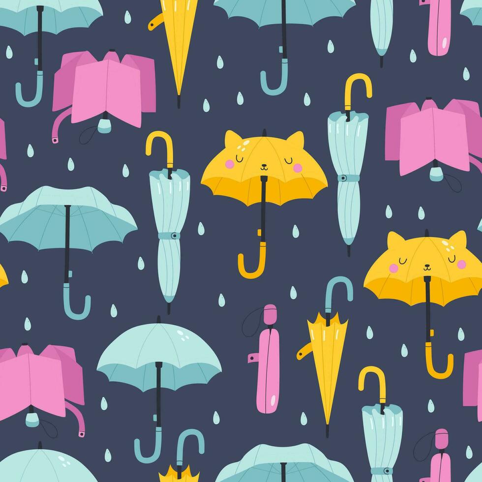 Seamless pattern with umbrella. Vector illustration