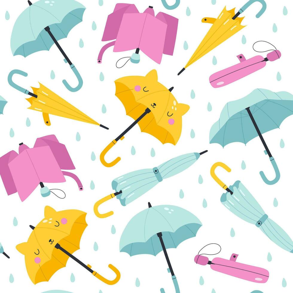 Seamless pattern with umbrella. Vector illustration