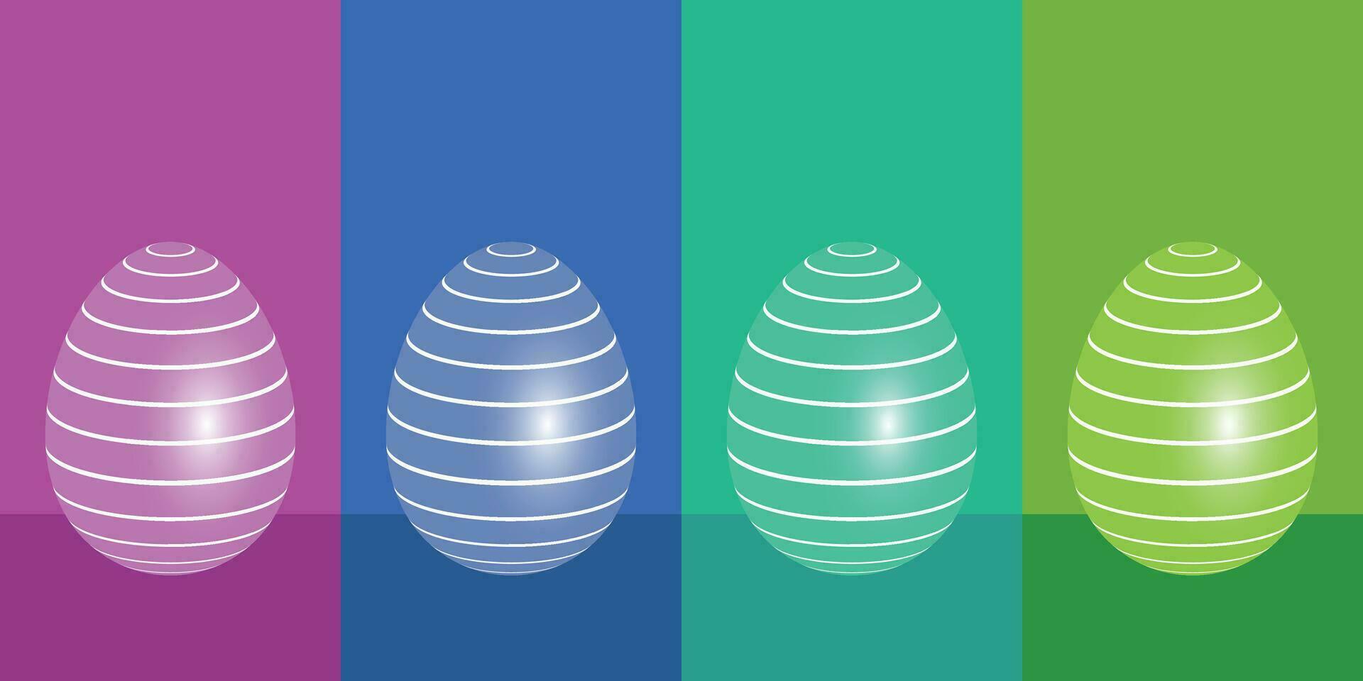 Vector illustration with set of colorful easter eggs with stripes