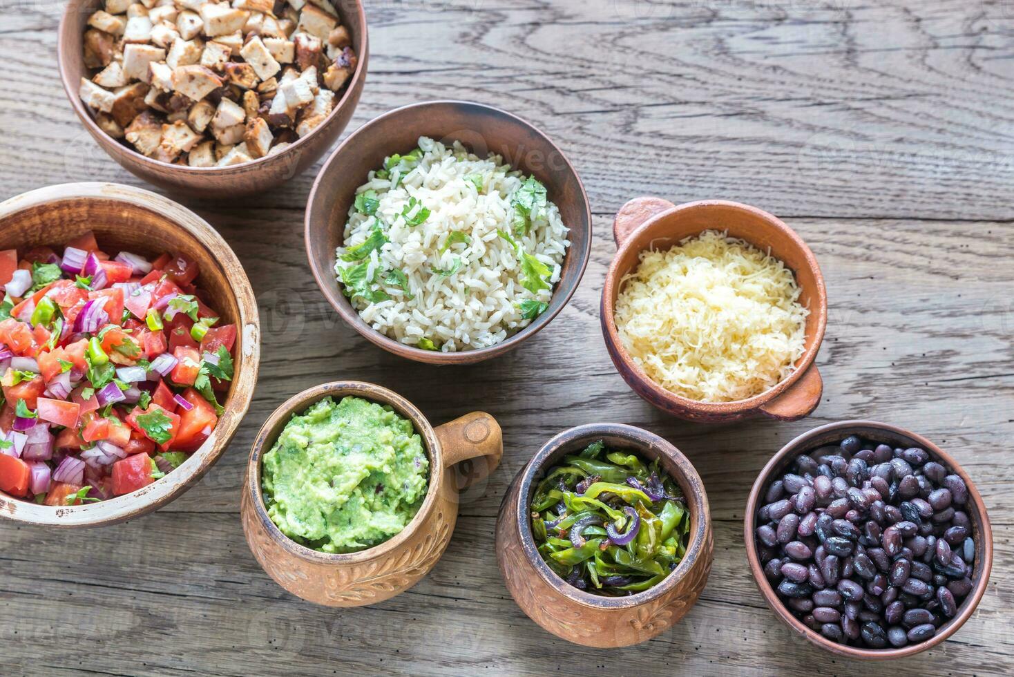 Ingredients for chicken burrito bowl photo