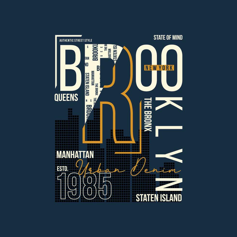 brooklyn graphic design, typography vector, illustration, for print t shirt, cool modern style vector
