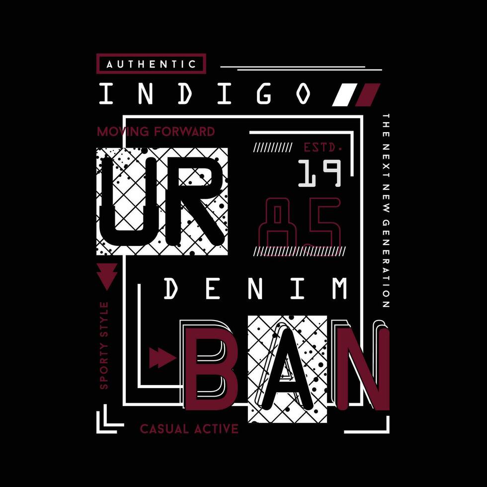 urban indigo denim graphic design, typography vector, illustration, for print t shirt, cool modern style vector