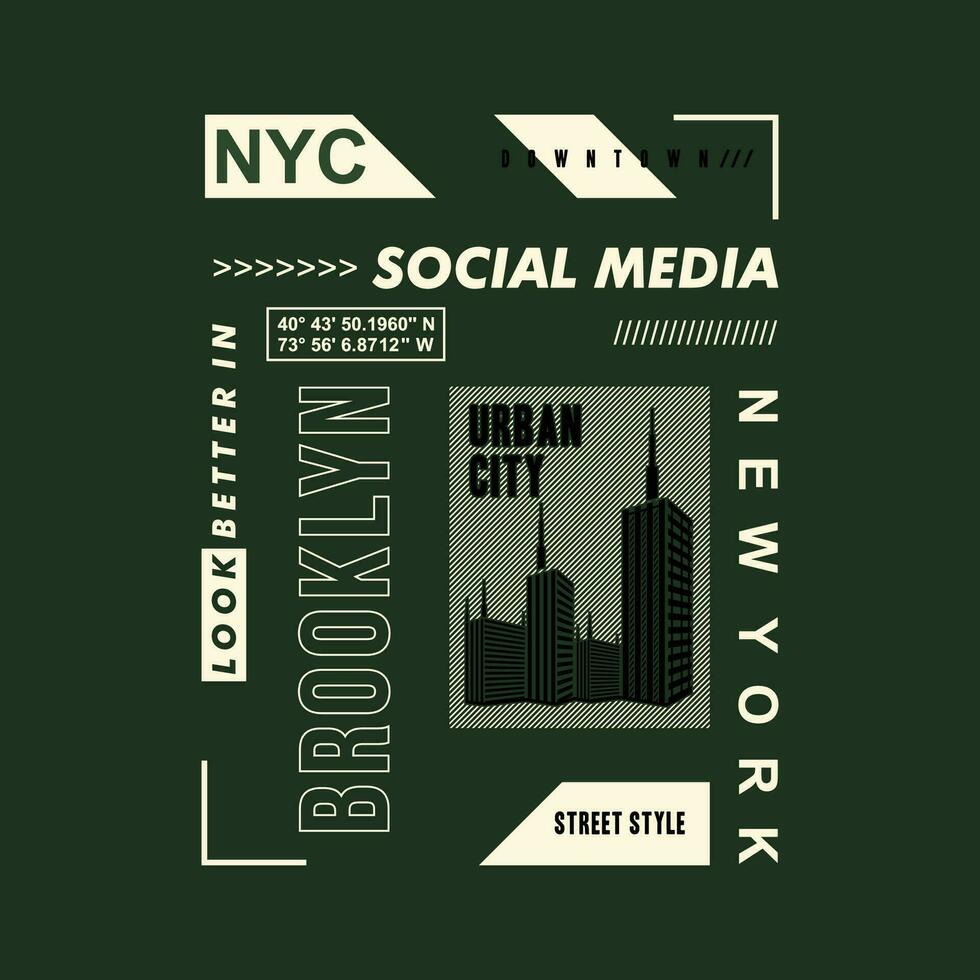 brooklyn graphic design, typography vector, illustration, for print t shirt, cool modern style vector