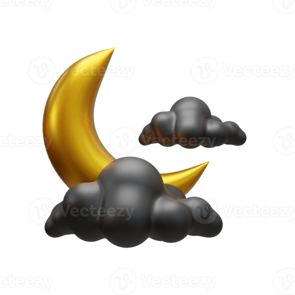 weather report 3d ui icon moon with rain cloud icon png