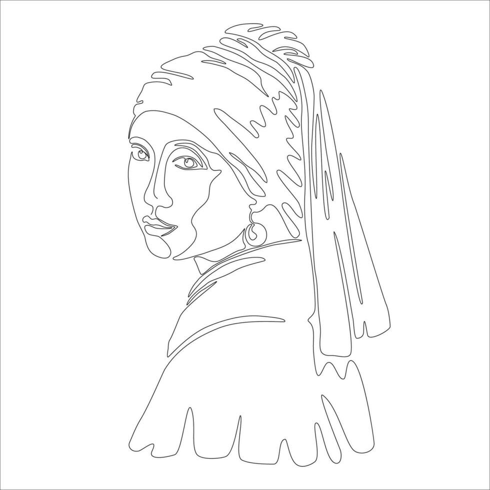 Linear Portrait of a Girl vector