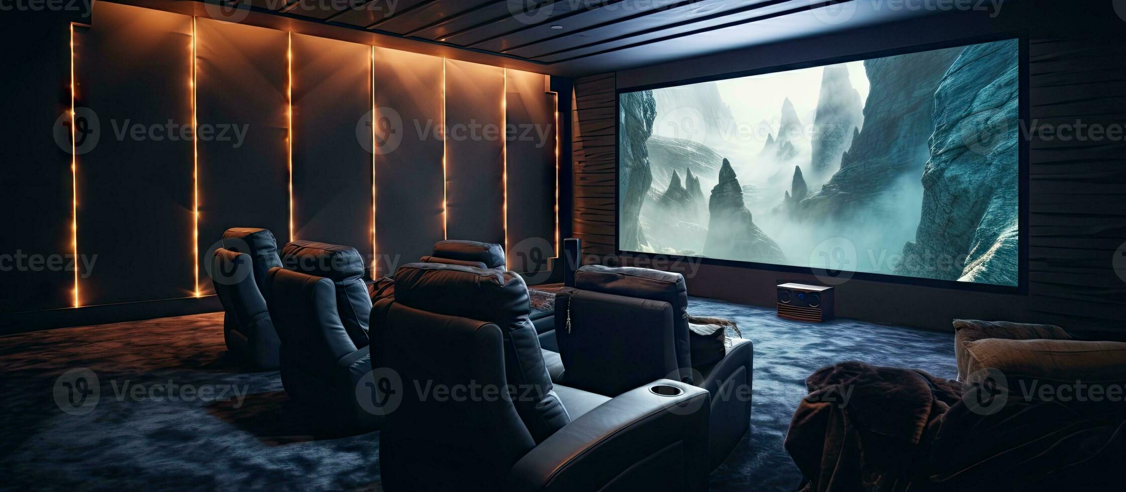 Home theater screen in apartment photo