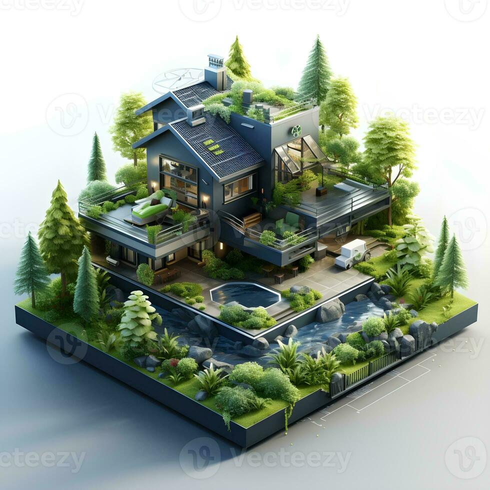 isometric architecture eco sustainable environment generative AI. photo
