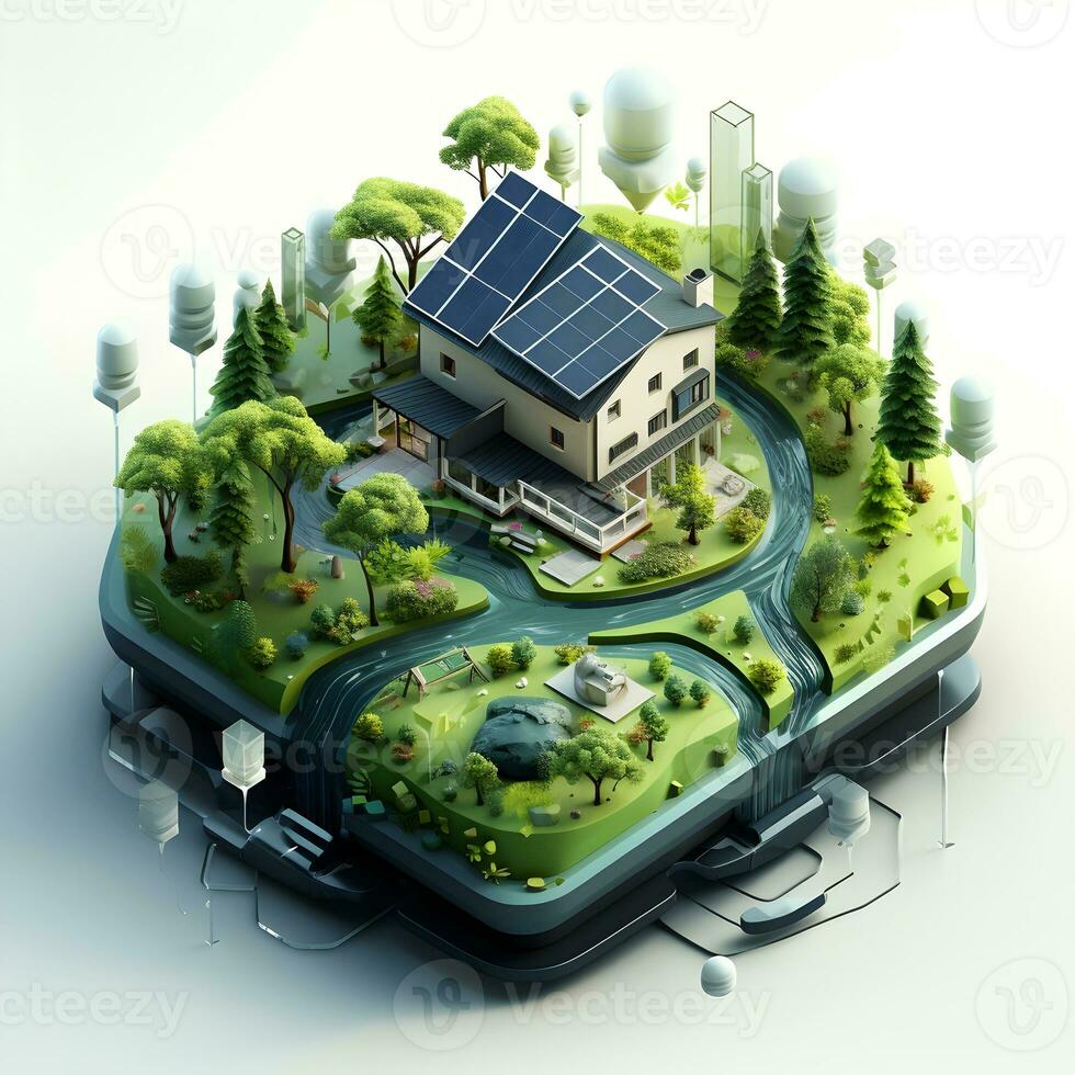 isometric architecture eco sustainable environment generative AI. photo