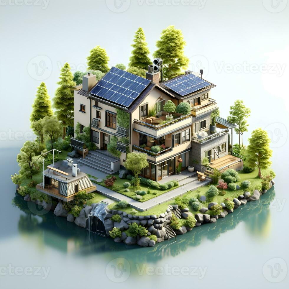 isometric architecture eco sustainable environment generative AI. photo