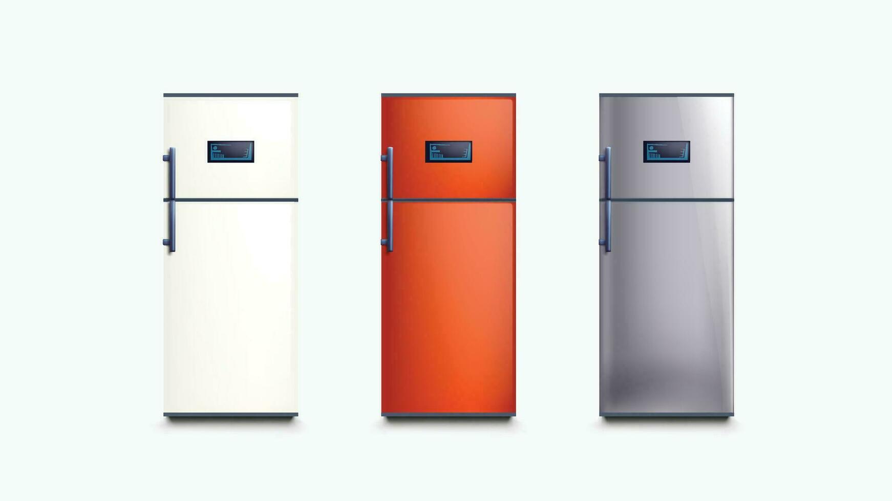 three different color fridges vector