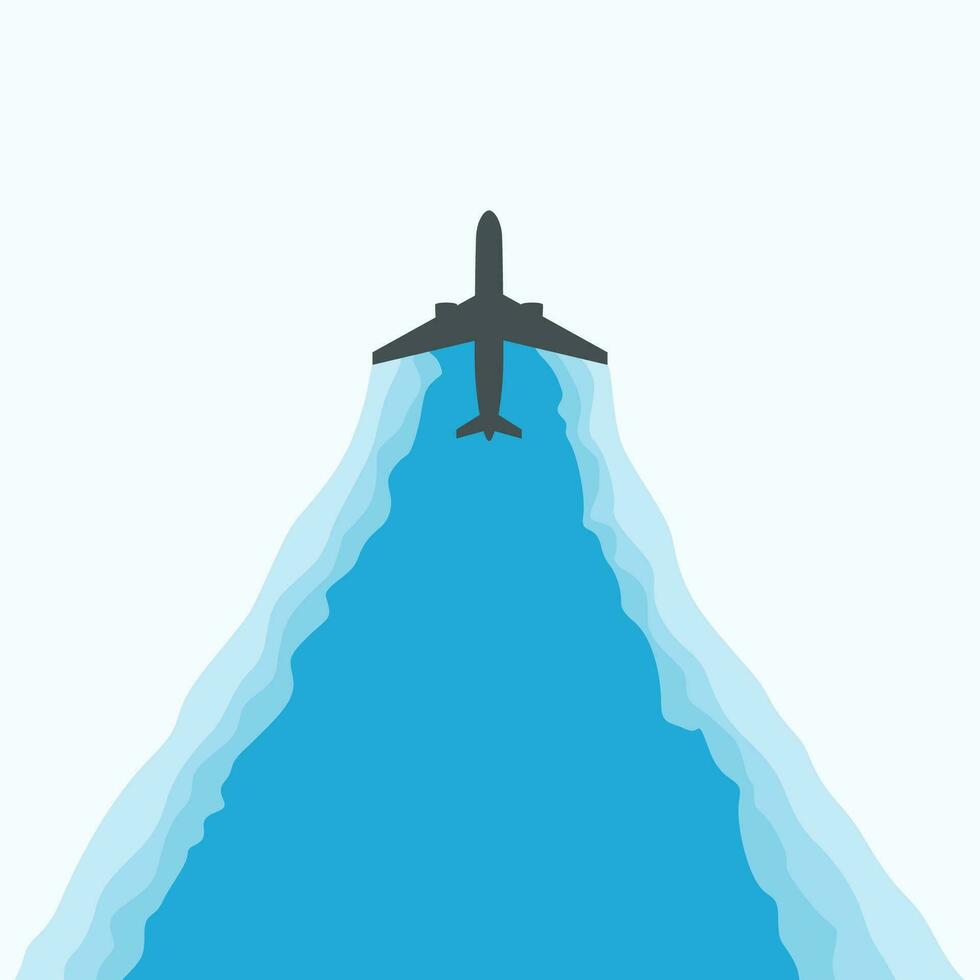 airplane cutting clouds vector