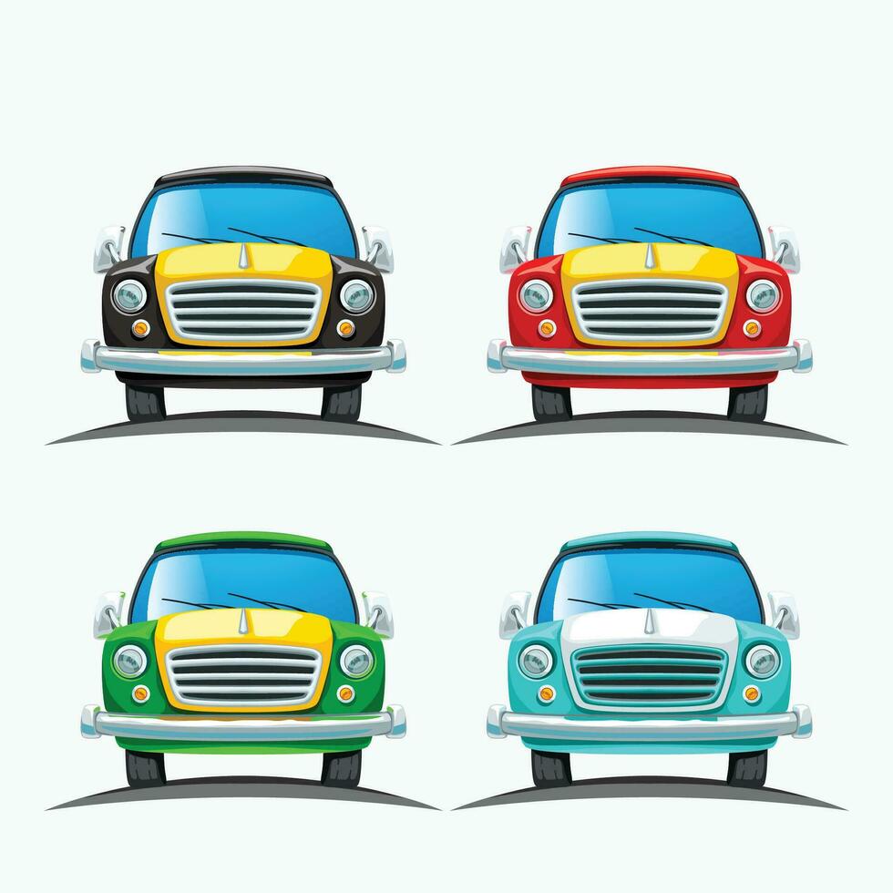 front view car set vector